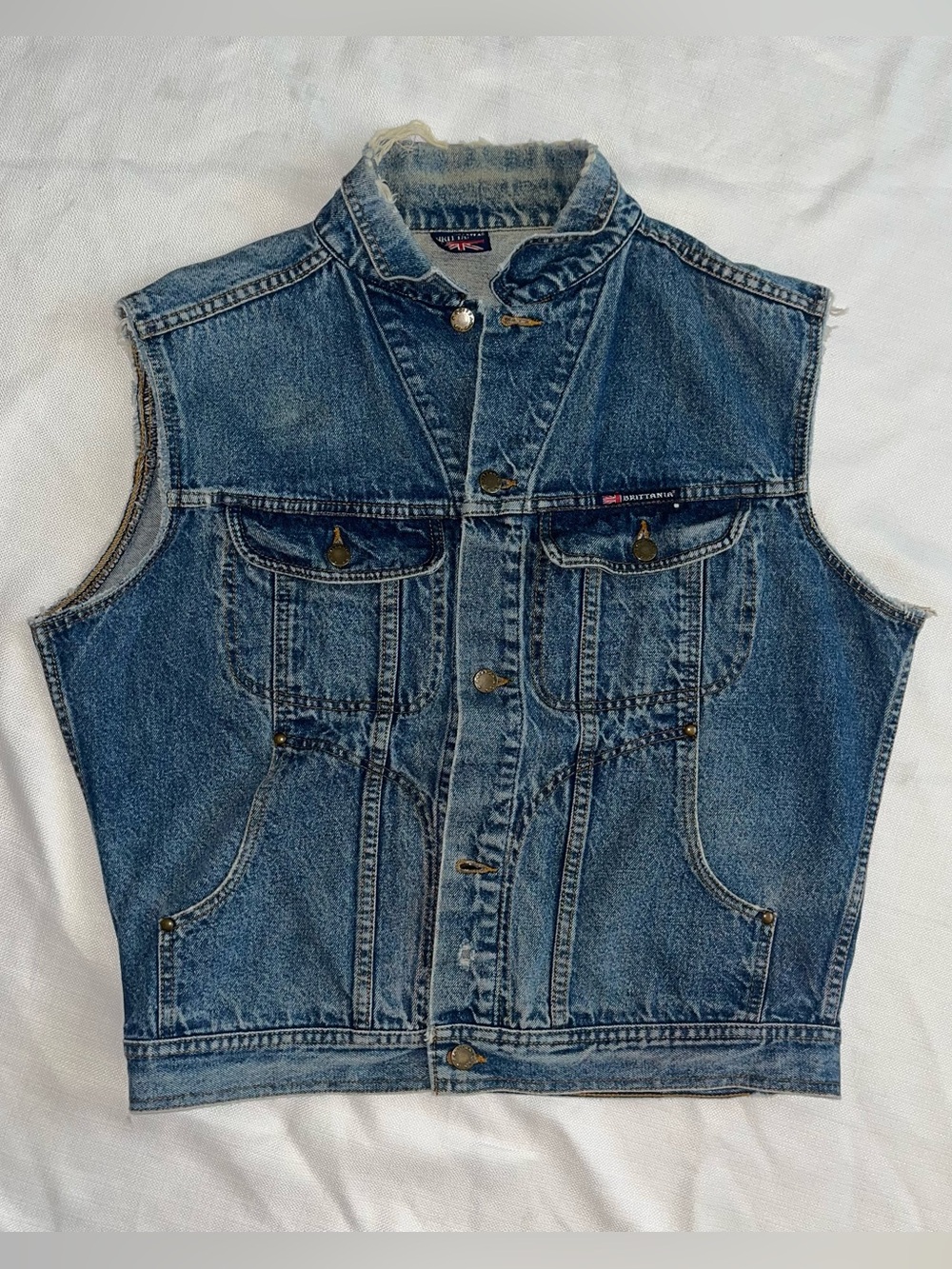 Vintage 80s 90s Brittania cotton denim vest men’s size medium large